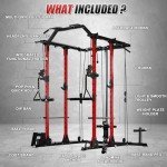 Multi-Function Power Rack - 1500LBS Power Cage for Home Gym - Squat Rack with Pull-up Bar, Cable Crossover System, Workout Cage for Strength Training