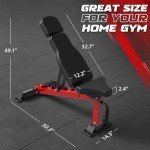 Mikolo Multi-Function Power Cage, 2200lbs Squat Rack with LAT-Pull Down System & Cable Crossover Machine, Training Equipment with Leg Hold-Down Attachment, Garage & Home Gym Package (Red)