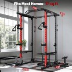 ARMAC Power Cage,1500lbs Multi-Function Power Rack with Adjustable Cable Crossover System and More Training Attachment, Weight Cage for Home Gym