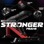 Mikolo Multi-Function Power Cage, 2200lbs Squat Rack with LAT-Pull Down System & Cable Crossover Machine, Training Equipment with Leg Hold-Down Attachment, Garage & Home Gym Package (Red)