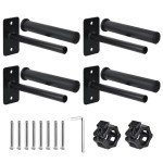 EVERYMATE Weight Plate Holder, Wall Mounted Weight Rack for 1" and 2" Olympic Weight Plates, 4 Pack Home Gym Storage with 8pcs Steel Expansion Bolts & 2pcs Bar Collar, Weight Storage Racks
