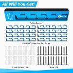 PLUSINNO H5 Horizontal Fishing Rod/Pole Holders for Garage, Wall or Ceiling Mounted Fishing Rod Rack, Aviation Aluminum Fishing Pole Holder Holds up to 20 Rod or Combos or Nets Storage Racks