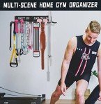 Black Rack 8 Hooks Metal Heavy-gauge Workout Rack Wall Mount Organizer Multi-Purpose Workout Gear Storage for Sports Gears Barbells Lifting Belt Fitness Band Carabiners Included With Uplifting Words