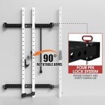 Mikolo 2" x 2" Folding Wall Mounted Squat Rack, 1000 Pounds Capacity Power Rack with Pull Up Bar, J Hooks, Landmine and Other Attachments, Space-Saving Home Gym(White）