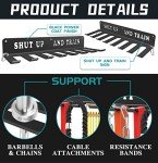 Black Rack 8 Hooks Metal Heavy-gauge Workout Rack Wall Mount Organizer Multi-Purpose Workout Gear Storage for Sports Gears Barbells Lifting Belt Fitness Band Carabiners Included With Uplifting Words