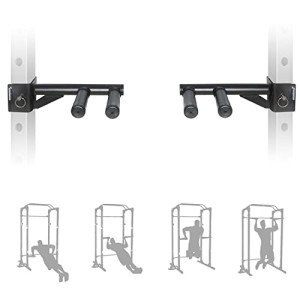 SYL Fitness Dip Bar Attachments for 2" x 2" or 3" x 3" Power Rack - Narrow & Wide Dips Double Handles (Patent Pending) (For 2" x 2" Rack)
