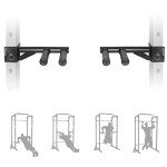SYL Fitness Dip Bar Attachments for 2" x 2" or 3" x 3" Power Rack - Narrow & Wide Dips Double Handles (Patent Pending) (For 2" x 2" Rack)