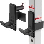 Kipika J-Hooks for 2" x 2" Power Rack with 1" Hole - Bottom Reinforced Steel Hooks with Rubber Pads - Heavy Duty Power Rack Attachments - Squat Rack Accessories for Strength Training - Set of 2