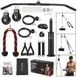 Mikolo Upgraded Weight Cable Pulley System Gym, LAT and Lift Pulley System, Cable Pulley Attachments with Adjustable Length Cable for Full Body Training, Home Gym Pulley System Set
