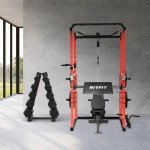 RitFit Multi-Function Power Rack Attachment, 2-in-1 Hip Thrust and Preacher Curl Attachment Power Cage, Squat Rack Attachments with Adjustable Preacher Curl Pad/Hip Thrust Pad for Home Gym