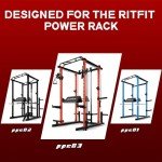 RitFit Multi-Function Power Rack Attachment, 2-in-1 Hip Thrust and Preacher Curl Attachment Power Cage, Squat Rack Attachments with Adjustable Preacher Curl Pad/Hip Thrust Pad for Home Gym