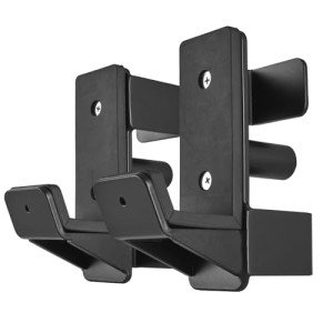 AINAFIX J Hooks for 2" x 2" Power Rack with 1" Hole, Rubber Pad J-Hook for Power Cage, Bottom Reinforced Steel J Cups for Squat Rack, Heavy Duty Barbell Holder, Black (1" Hole)