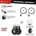 Mikolo Upgraded Weight Cable Pulley System Gym, LAT and Lift Pulley System, Cable Pulley Attachments with Adjustable Length Cable for Full Body Training, Home Gym Pulley System Set