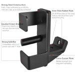 AINAFIX J Hooks for 2" x 2" Power Rack with 1" Hole, Rubber Pad J-Hook for Power Cage, Bottom Reinforced Steel J Cups for Squat Rack, Heavy Duty Barbell Holder, Black (1" Hole)