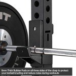 AINAFIX J Hooks for 2" x 2" Power Rack with 1" Hole, Rubber Pad J-Hook for Power Cage, Bottom Reinforced Steel J Cups for Squat Rack, Heavy Duty Barbell Holder, Black (1" Hole)