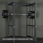 AINAFIX J Hooks for 2" x 2" Power Rack with 1" Hole, Rubber Pad J-Hook for Power Cage, Bottom Reinforced Steel J Cups for Squat Rack, Heavy Duty Barbell Holder, Black (1" Hole)