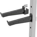 Kipika Safety Spotter Arms for 3" x 3" Power Racks with 5/8" & 1" Holes - Heavy Duty Barbell Safety Catches with Rubber Pad - Adjustable and Easy to Install - Set of 2
