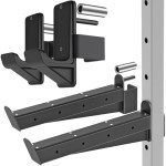 Kipika Safety Spotter Arms and J-Hooks for 2" x 2" Power Racks with 5/8" or 1" Hole - Heavy Duty Barbell Holders and Catches with Rubber Pads - Power Rack Attachments for Squat, Bench Press and More