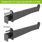 Kipika Safety Spotter Arms for 3" x 3" Power Racks with 5/8" & 1" Holes - Heavy Duty Barbell Safety Catches with Rubber Pad - Adjustable and Easy to Install - Set of 2