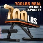 Lusper Weight Bench for Home Gym, Adjustable and Foldable 700LB Weight Bench, Multi-Purpose Workout Bench for Bench Press Sit up Incline Flat Decline