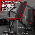 NFEET Adjustable Weight Bench for Full Body Workout, Foldable Workout Bench for Home Gym, Multi-Purpose Weight Bench with 3-Sec Folding& Fast Adjustment for Bench Press Sit up Incline Flat Decline