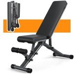 LINBOLUSA Foldable Weight Bench - Adjustable Bench for Full Body Workout, Fully Upright Backrest Design, Multi-Purpose Incline Decline Bench - 2024 Version Black