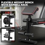 Foldable Workout Bench, Adjustable Weight Bench with Leg Extension, Preacher Pad, Extended Headrest, Collapsible Bench for Home Gym Full Body Workout Strength Training Banco de Pesas