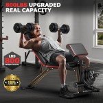 Foldable Workout Bench, Adjustable Weight Bench with Leg Extension, Preacher Pad, Extended Headrest, Collapsible Bench for Home Gym Full Body Workout Strength Training Banco de Pesas