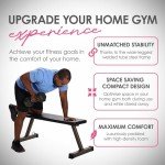 HolaHatha 600 Pound Capacity Portable Compact Foam Padded Flat Barbell Bench with Durable Steel Frame for Full Body Exercise, Black