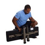 HolaHatha 600 Pound Capacity Portable Compact Foam Padded Flat Barbell Bench with Durable Steel Frame for Full Body Exercise, Black