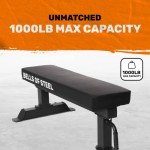Flat Bench [Bells of Steel] Flat Weight Bench, Workout Bench for Home Gym, Commercial Grade Powerlifting Flat Weight Bench, 12-Gauge Steel, 4in Thick Pad Gym Bench, 1000lb Capacity