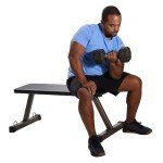 HolaHatha 600 Pound Capacity Portable Compact Foam Padded Flat Barbell Bench with Durable Steel Frame for Full Body Exercise, Black