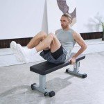 Sportsoul Flat Weight Bench Heavy Duty Fitness Bench For Weight Training, Home Gym Bench, Weightlifting and Strength Training, Upgraded Breathable Leathaire Bench Material