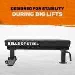 Flat Bench [Bells of Steel] Flat Weight Bench, Workout Bench for Home Gym, Commercial Grade Powerlifting Flat Weight Bench, 12-Gauge Steel, 4in Thick Pad Gym Bench, 1000lb Capacity