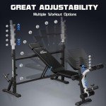 FLYBIRD Olympic Weight Bench, Adjustable Bench Press with Squat Rack, Leg Developer, Preacher Curl Pad for Home Gym, Full-Body Strength Training Equipment