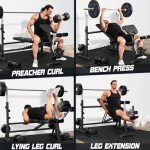 FLYBIRD Olympic Weight Bench, Adjustable Bench Press with Squat Rack, Leg Developer, Preacher Curl Pad for Home Gym, Full-Body Strength Training Equipment