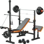 Fostoy 800lbs 8 in 1 Adjustable Olympic Weight Bench Set with Leg Extension and Leg Curl Multi-Function Bench Press Set for Full Body Workout