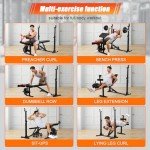 Aceshin Olympic Weight Bench, 900 LBS Adjustable Weight Bench and Squat Rack, Bench Press Set with Leg Extension, Preacher Curl Pad, Workout Bench for Home Gym
