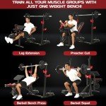 OPPSDECOR 900LBS Weight Bench Set with Squat Rack Preacher Curl Weight Bench with Leg Extension Bench Press Set Workout Bench for Home Gym Full Body Workout