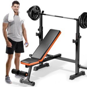 XDDIAS Bench Press, 5 IN 1 Olympic Weight Bench Press With Squat Rack, 770LBS Multi Adjustable Weight Bench for Home Gym, Workout Bench Flat Incline Lifting Bench for Full Body Strength Training