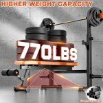 Fostoy 770lbs Weight Bench, Bench Press Rack with Squat Rack, Adjustable Workout Bench for Home Gym, Olympic Weight Benches with Removable Foot Catch, Full Body Incline Bench for Weight Lifting