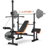 XDDIAS Bench Press Set, 880LBS Adjustable Weight Bench with Leg Extension and Preacher Curl Pad, 8 IN 1 Multi-Function Gym Bench with LAT Pulldown Pulley System, Full-Body Workout Home Gym Equipment