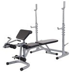 BalanceFrom RS 60 Multifunctional Workout Station Adjustable Olympic Workout Bench with Squat Rack, Leg Extension, Preacher Curl, and Weight Storage, 800-Pound Capacity, Gray