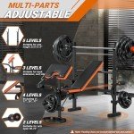 XDDIAS Weight Bench, 6 In 1 Bench Press Squat Rack Weight Bench With Leg Extension And Leg Curl, Weight Benches For Home Gym With Preacher Pad, Full Body Flat Incline Bench For Weight Lifting