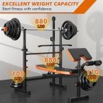 XDDIAS Bench Press Set, 880LBS Adjustable Weight Bench with Leg Extension and Preacher Curl Pad, 8 IN 1 Multi-Function Gym Bench with LAT Pulldown Pulley System, Full-Body Workout Home Gym Equipment