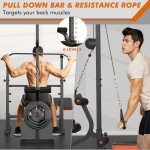 XDDIAS Bench Press Set, 880LBS Adjustable Weight Bench with Leg Extension and Preacher Curl Pad, 8 IN 1 Multi-Function Gym Bench with LAT Pulldown Pulley System, Full-Body Workout Home Gym Equipment