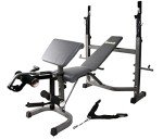 Body Champ Olympic Weight Bench, Workout Equipment for Home Workouts, Bench Press with Preacher Curl, Leg Developer and Crunch Handle At Dark Gray/Black, BCB5860