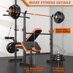 XDDIAS Bench Press Set, 880LBS Adjustable Weight Bench with Leg Extension and Preacher Curl Pad, 8 IN 1 Multi-Function Gym Bench with LAT Pulldown Pulley System, Full-Body Workout Home Gym Equipment