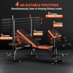 Fostoy Adjustable Weight Bench, Bench Press Set with Leg Extension and Preacher Curl, Olympic Weight Benches for Home Gym, 6 in1 Workout Bench with Rack, Flat Incline Bench for Full Body Strength