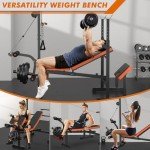 XDDIAS Bench Press Set, 880LBS Adjustable Weight Bench with Leg Extension and Preacher Curl Pad, 8 IN 1 Multi-Function Gym Bench with LAT Pulldown Pulley System, Full-Body Workout Home Gym Equipment